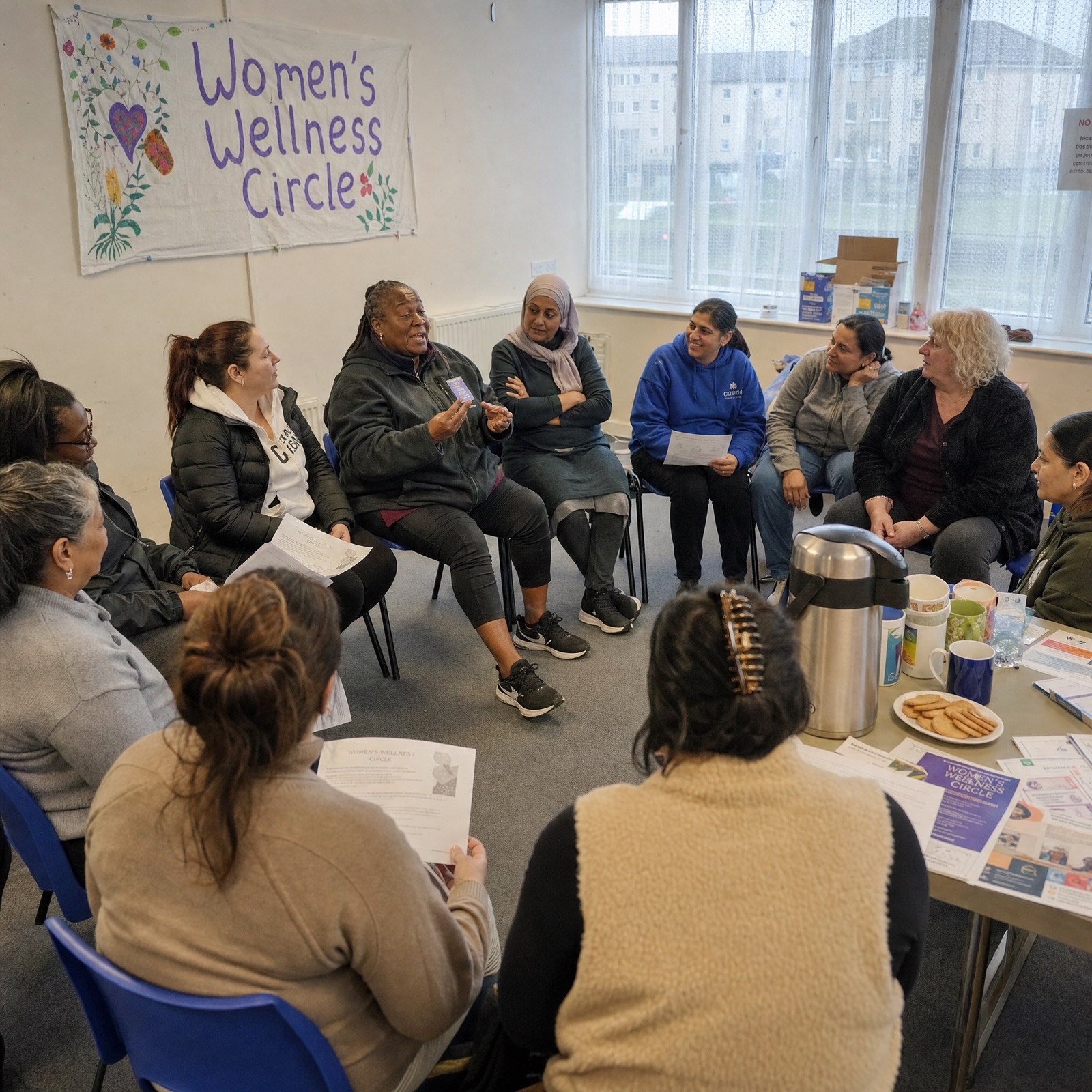 A peer facilitator leading a group session